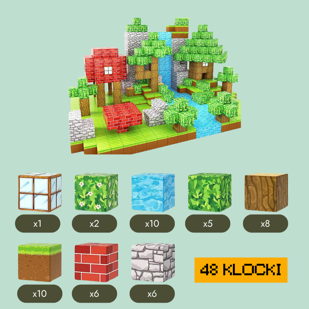 Magnetyczne Klocki Konstrukcyjne Minecraft® – 48 / 64 / 75 Klocków